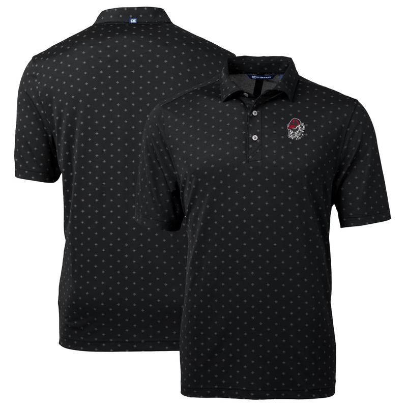 Georgia Bulldogs Virtue Eco Pique Tile Print Recycled Polo - Black, Men Football NCAA Polo Shirt Trendy 2024,Classic Football Polo Shirt, Gift For Men