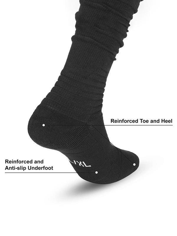 Men's Solid Ruched Over The Calf Socks, Casual Comfy Breathable Socks for Daily Wear, Men's Socks for All Seasons