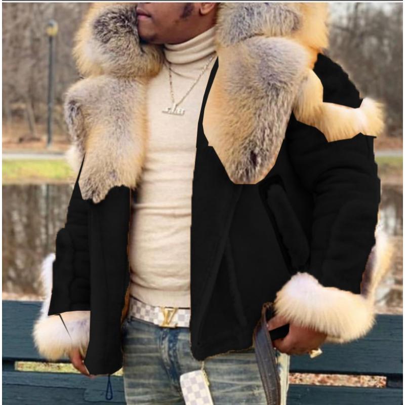 Men's Imitation Fur One-piece Large Fur Collar Long Sleeve New Fur Jacket Wholesale