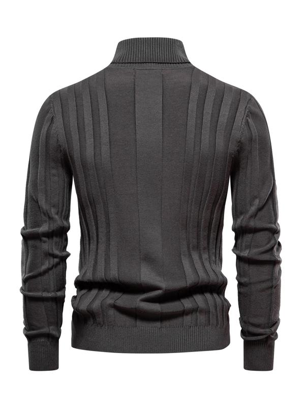 Men's Solid Turtleneck Sweater, Regular Fit Casual Long Sleeve Jumper for Fall & Winter, Men's Knitwear for Daily Wear Knitted Sweater