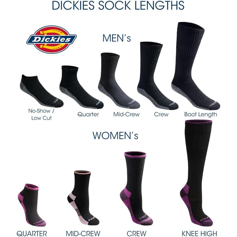 Dickies Men'S Dri-Tech Moisture Control Quarter Socks, Available in M-XXL (6, 12, 18 Pairs) Dickies