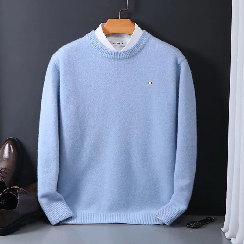 Men's Mink Cashmere Sweater O-Neck Pullovers Knit Large Size Mink Sweater Winter New Tops Long Sleeve High-End Jumpers