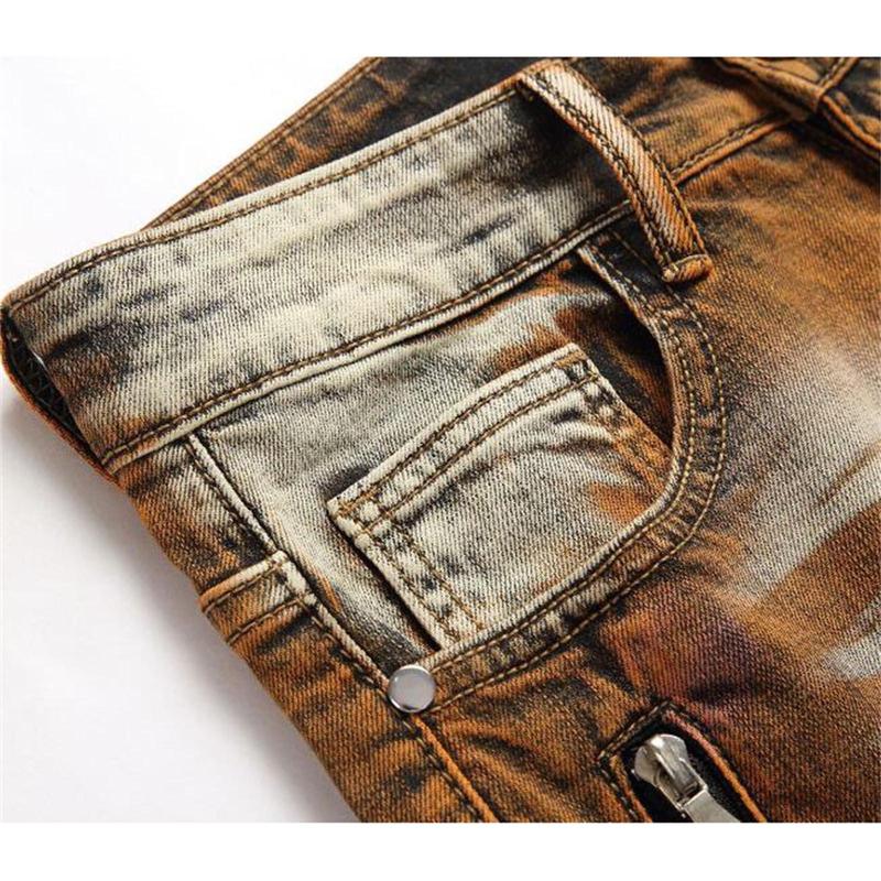 New And Style Stretch Hole Beggar Street Dyed Gradient Personality Fashion Denim Pants New Korean Men'S Casual Long Jeans