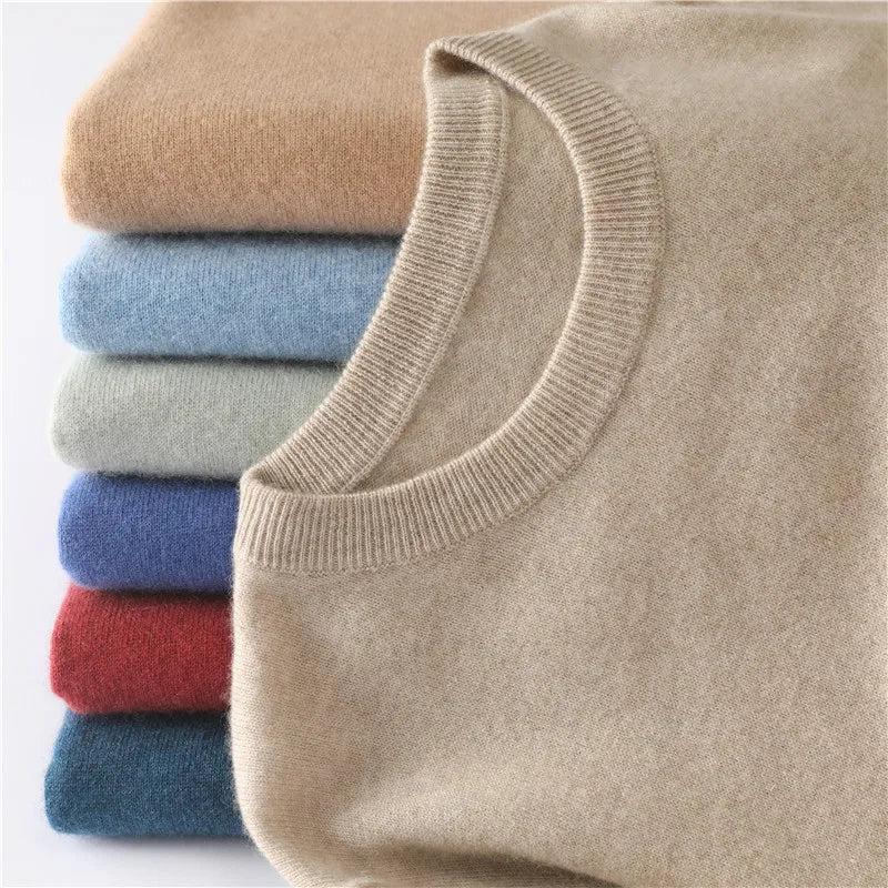 Men's Mink Cashmere Sweater O-Neck Pullovers Knit Large Size Mink Sweater Winter New Tops Long Sleeve High-End Jumpers