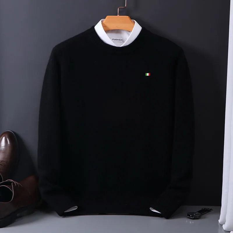 Men's Mink Cashmere Sweater O-Neck Pullovers Knit Large Size Mink Sweater Winter New Tops Long Sleeve High-End Jumpers