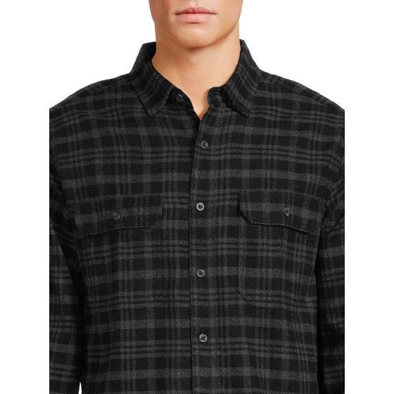 George Men's and Big Men's Flannel Shirt with Long Sleeves, Sizes XS-3XLT Collar Casual