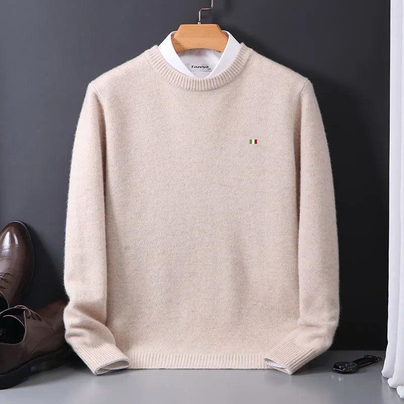 Men's Mink Cashmere Sweater O-Neck Pullovers Knit Large Size Mink Sweater Winter New Tops Long Sleeve High-End Jumpers