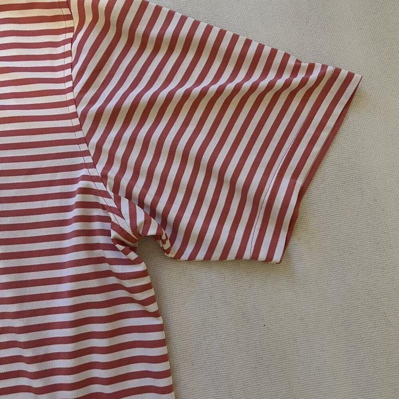 XL Red and White Striped Comfortable Summer Polo Golf Shirt by Peter Millar for Men