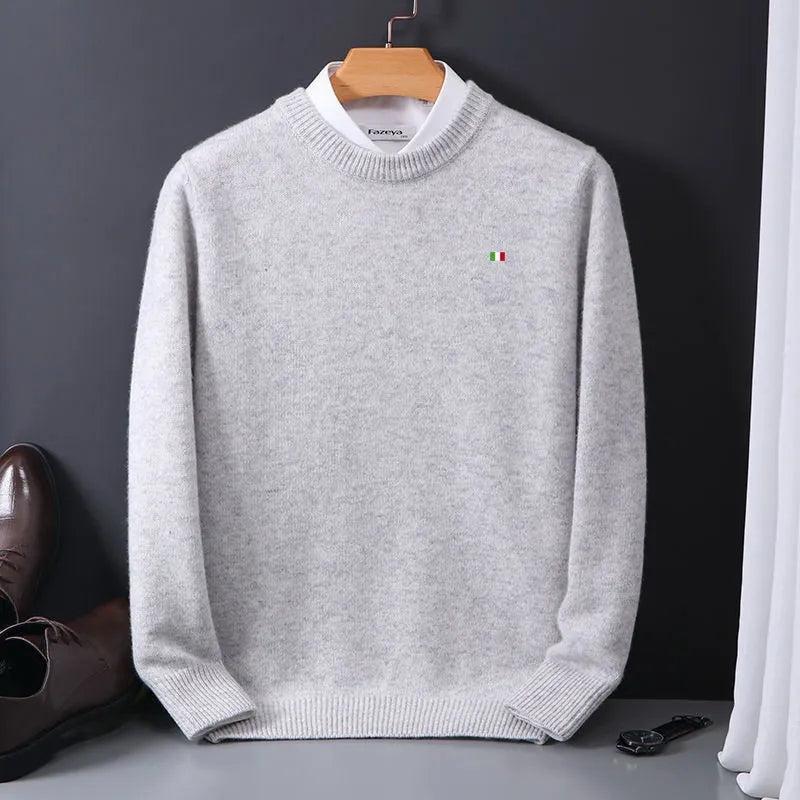 Men's Mink Cashmere Sweater O-Neck Pullovers Knit Large Size Mink Sweater Winter New Tops Long Sleeve High-End Jumpers