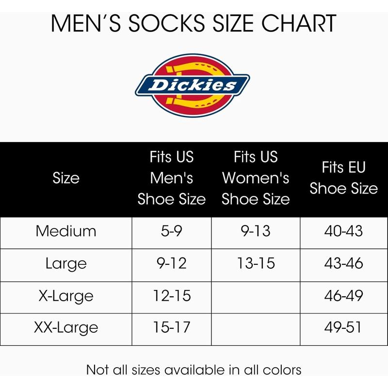 Dickies Men'S Dri-Tech Moisture Control Quarter Socks, Available in M-XXL (6, 12, 18 Pairs) Dickies