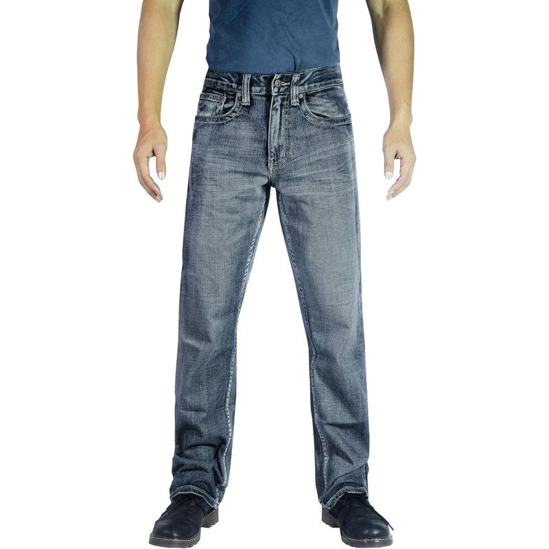 Men’s Fashion Bootcut Blue Jeans Regular Fit Mens Work Pants