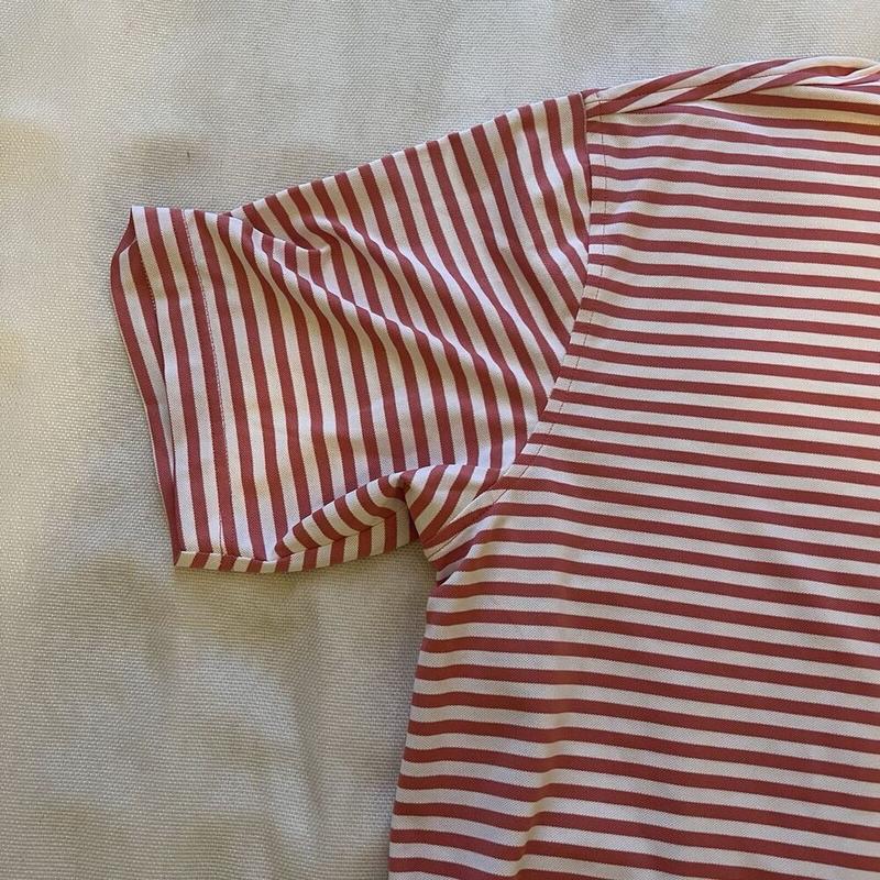 XL Red and White Striped Comfortable Summer Polo Golf Shirt by Peter Millar for Men