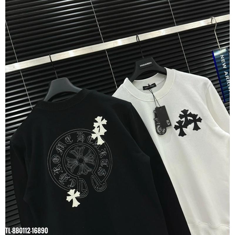 Chrome Heart Sweatshirt, Chrome Hearts Sweater with Super Beautiful Double-Sided Leather Embroidery, Men's and Women's Sweater, Y2K Tee