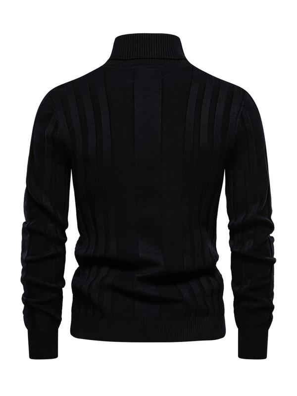 Men's Solid Turtleneck Sweater, Regular Fit Casual Long Sleeve Jumper for Fall & Winter, Men's Knitwear for Daily Wear Knitted Sweater