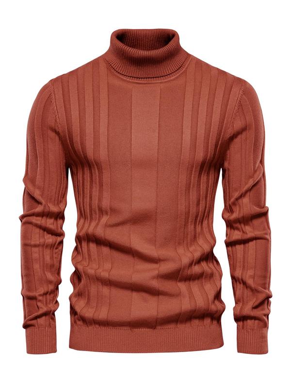 Men's Solid Turtleneck Sweater, Regular Fit Casual Long Sleeve Jumper for Fall & Winter, Men's Knitwear for Daily Wear Knitted Sweater