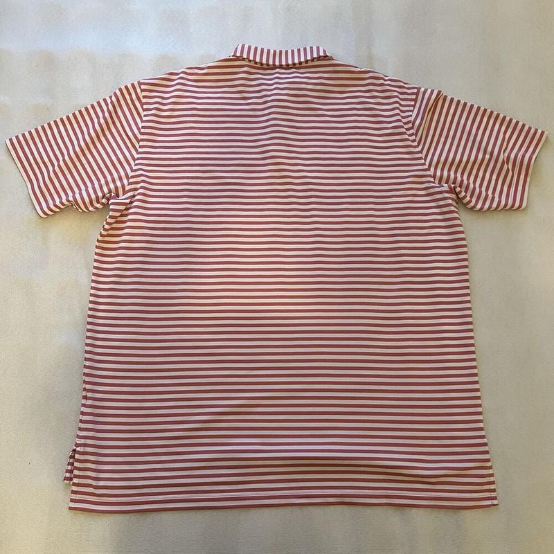 XL Red and White Striped Comfortable Summer Polo Golf Shirt by Peter Millar for Men