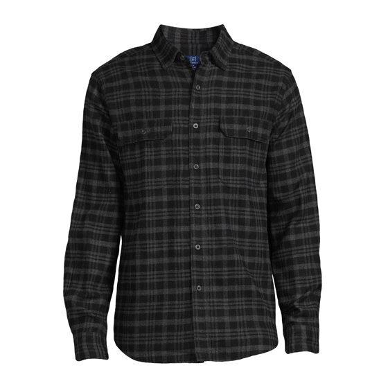 George Men's and Big Men's Flannel Shirt with Long Sleeves, Sizes XS-3XLT Collar Casual