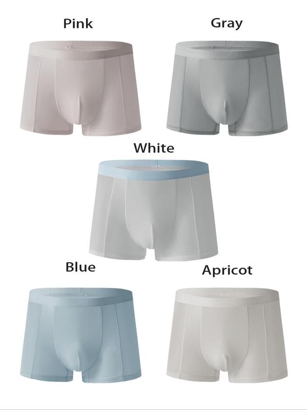 Men's Solid Color Boxer Brief, Breathable Comfortable Underwear for Daily Wear, Casual Men's Underwear for All Seasons