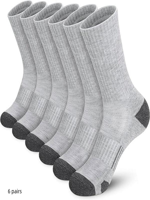 Men's 6 Pairs Patchwork Crew Socks, Casual Soft Comfortable Breathable Socks for All Seasons, Athletic Running Socks for Men