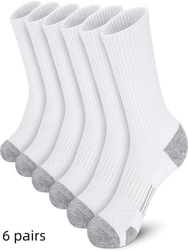 Men's 6 Pairs Patchwork Crew Socks, Casual Soft Comfortable Breathable Socks for All Seasons, Athletic Running Socks for Men