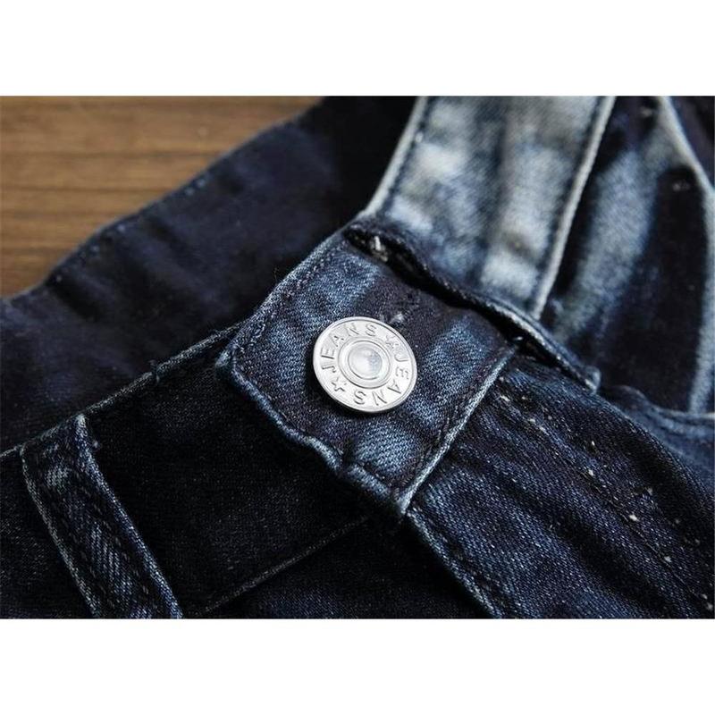 Men's Fashion Biker Classic Distressed Straight Slim Fit Designer Jeans For Men Denim Pants