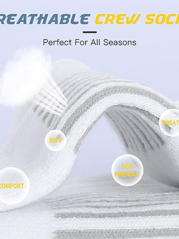 Men's 6 Pairs Patchwork Crew Socks, Casual Soft Comfortable Breathable Socks for All Seasons, Athletic Running Socks for Men