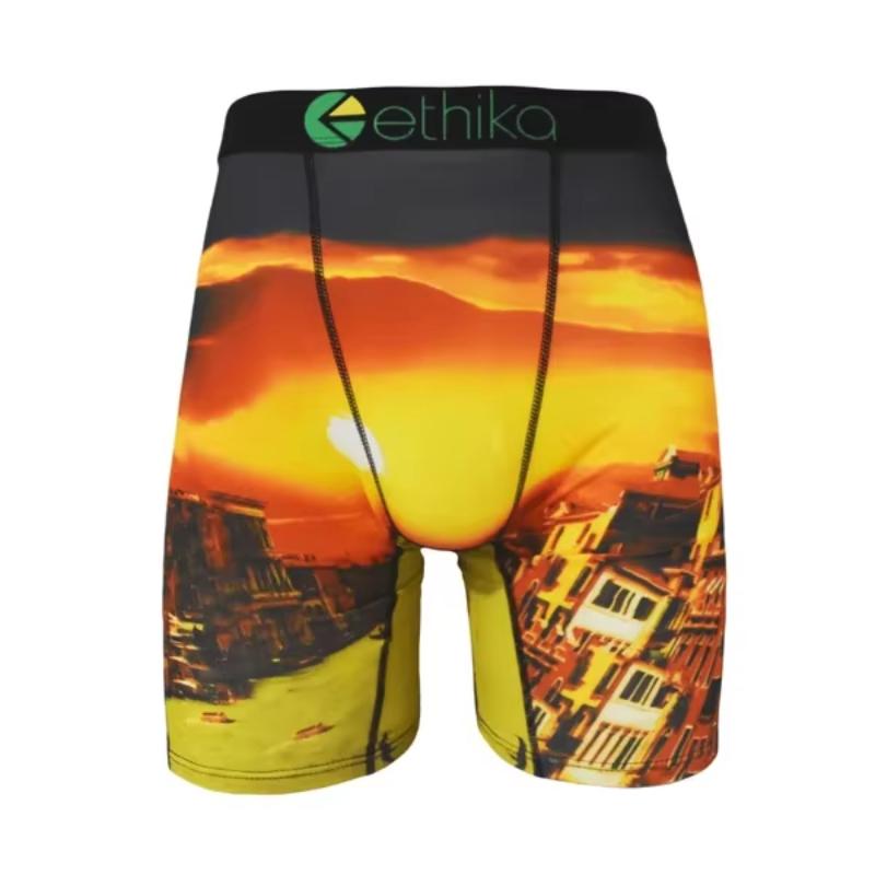 3Pcs ETHIKA Sexy Printed Men Underwear Boxer Shorts Underpants Breathable Man Panties Lingeries Plus Size Boxer Briefs Menswear