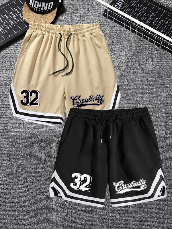 Men's 2pcs Letter & Number 