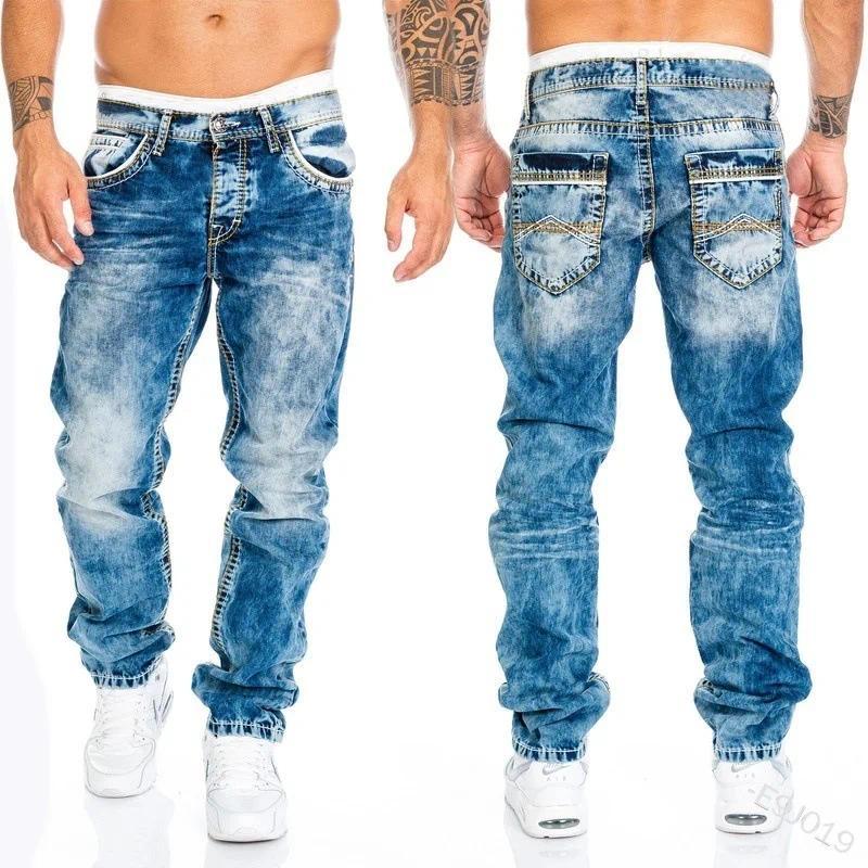 Ripped Patchwork Jeans Skinny Wash Pencil Denim Straight Pants Distressed Ankle Length Punk Style Hip Hop Loose Fit Pockets