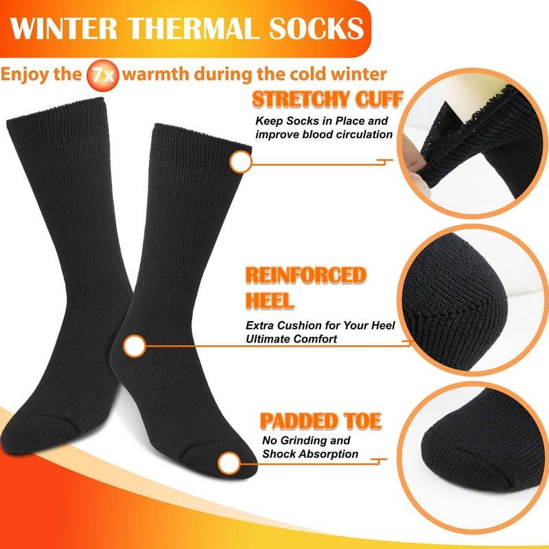 3 Pairs Winter Thermal Heated Socks for Men Warm Winter Ski Thick Boot Insulated Wool Socks for Cold Weather Size 9-13