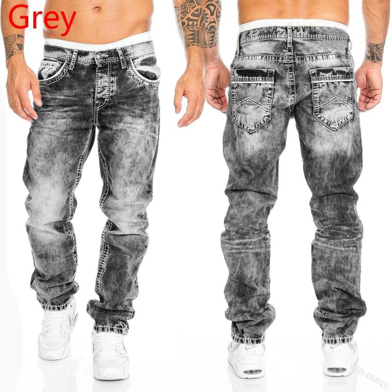 Ripped Patchwork Jeans Skinny Wash Pencil Denim Straight Pants Distressed Ankle Length Punk Style Hip Hop Loose Fit Pockets