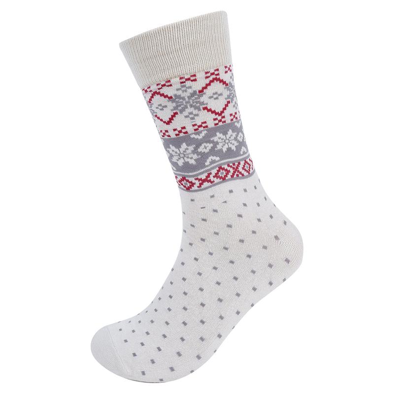 Men's White Snowflake Novelty Socks-  NVS19619-WHT