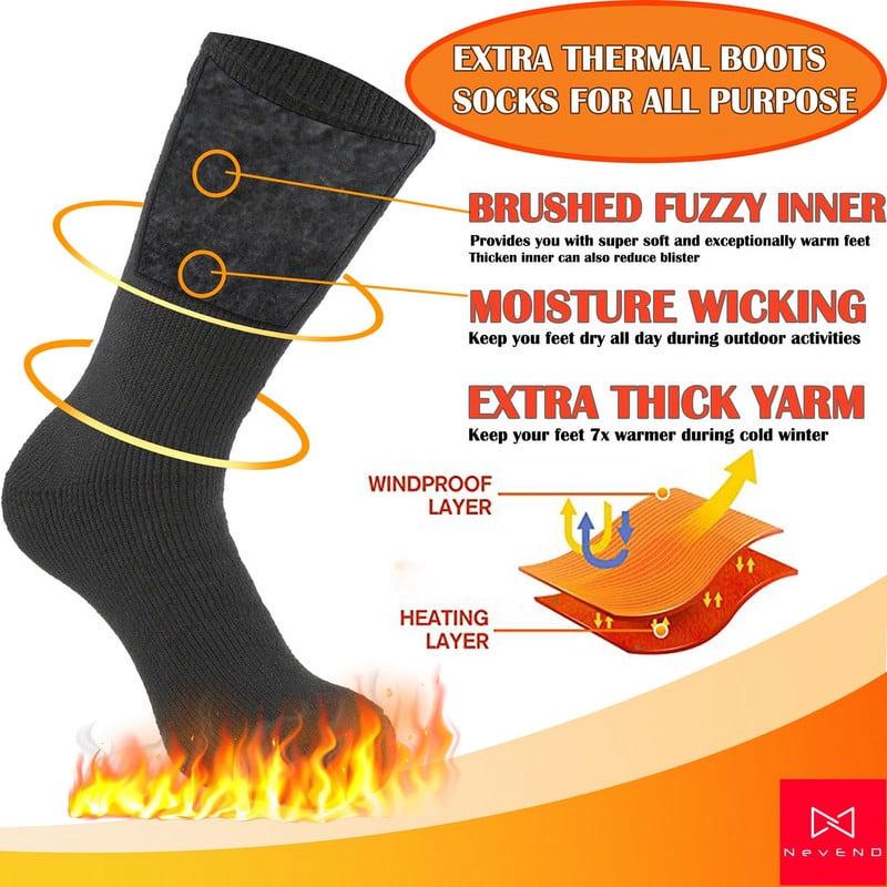 3 Pairs Winter Thermal Heated Socks for Men Warm Winter Ski Thick Boot Insulated Wool Socks for Cold Weather Size 9-13