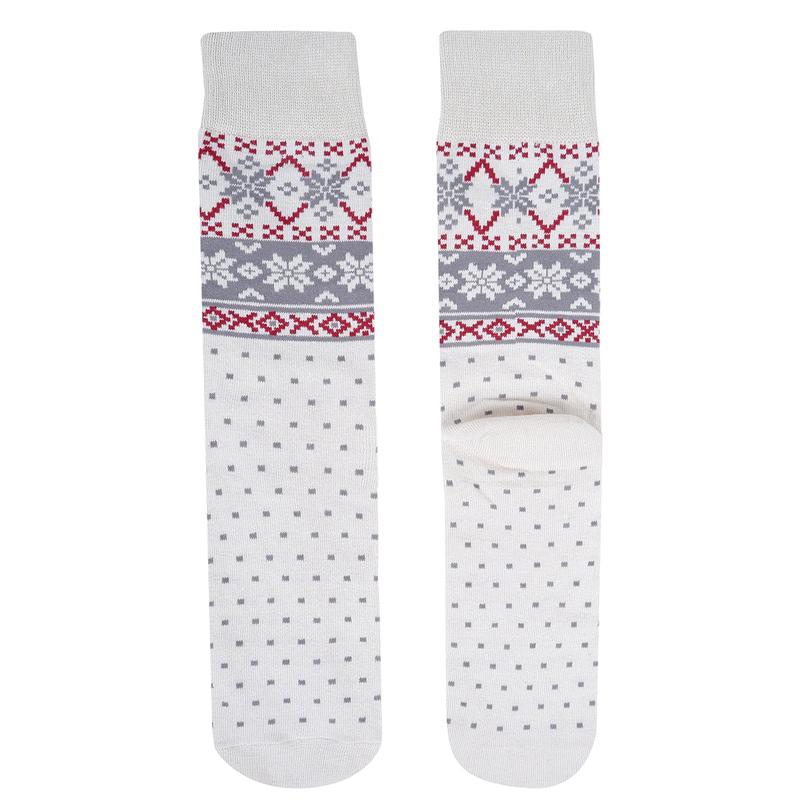 Men's White Snowflake Novelty Socks-  NVS19619-WHT