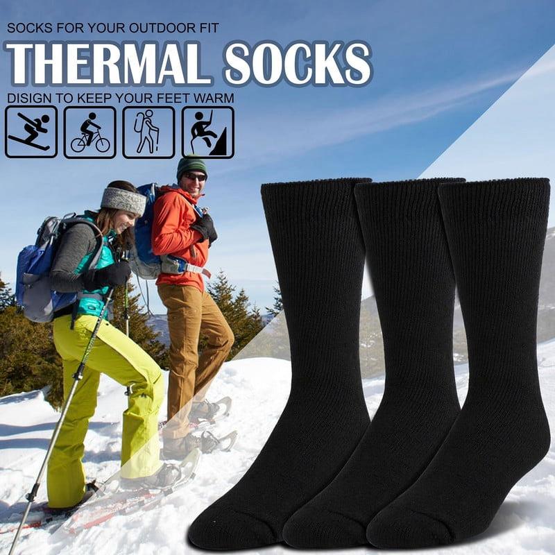 3 Pairs Winter Thermal Heated Socks for Men Warm Winter Ski Thick Boot Insulated Wool Socks for Cold Weather Size 9-13