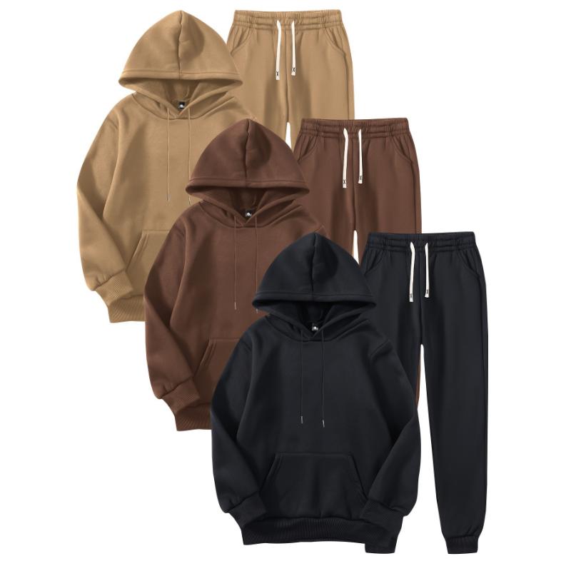 Men's 3pcs Hoodie & Sweatpants Set - Casual, Stretchy Polyester with Pockets for Spring Fall