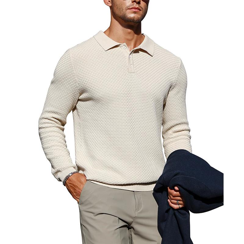 Zaitun Mens Long Sleeve Knit Polo Shirts Casual Lightweight Collared Sweater knit  jumpers unisex sweater zaitun men warm outerwear