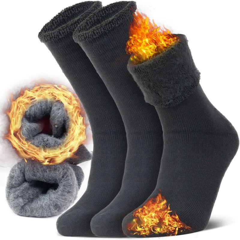 3 Pairs Winter Thermal Heated Socks for Men Warm Winter Ski Thick Boot Insulated Wool Socks for Cold Weather Size 9-13