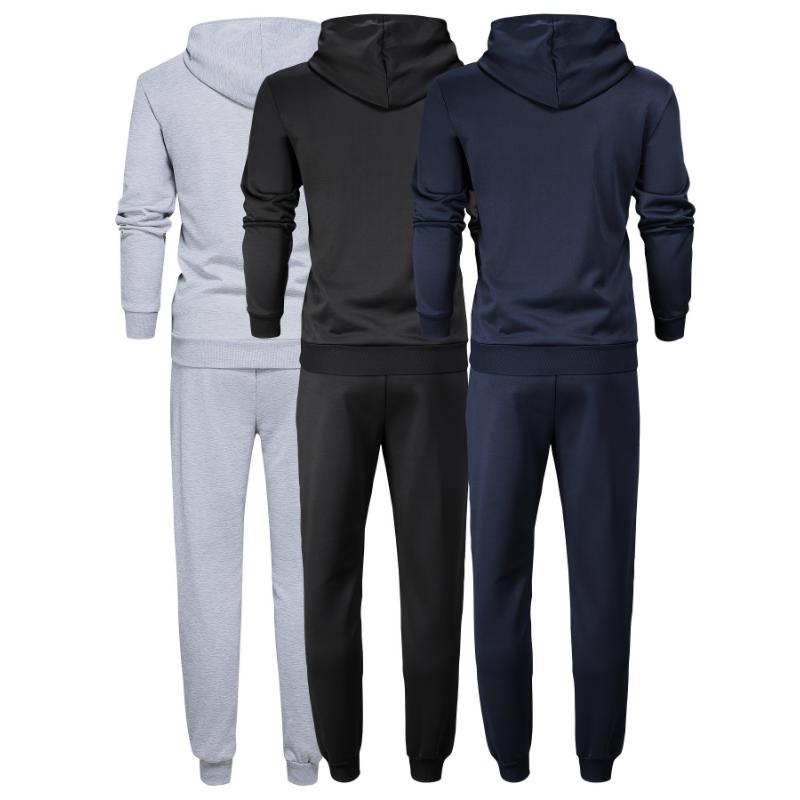 Men's 3pcs Hoodie & Sweatpants Set - Casual, Stretchy Polyester with Pockets for Spring Fall