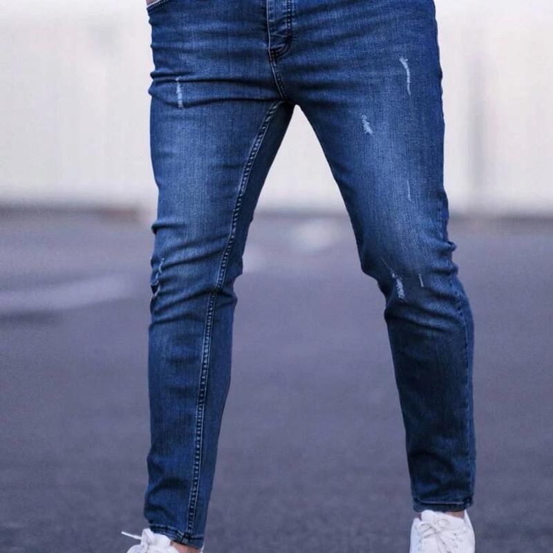 Manfinity Homme Men Bleach Wash Cat Scratch Skinny Jeans 28-36 blue, medium wash and light wash men jean