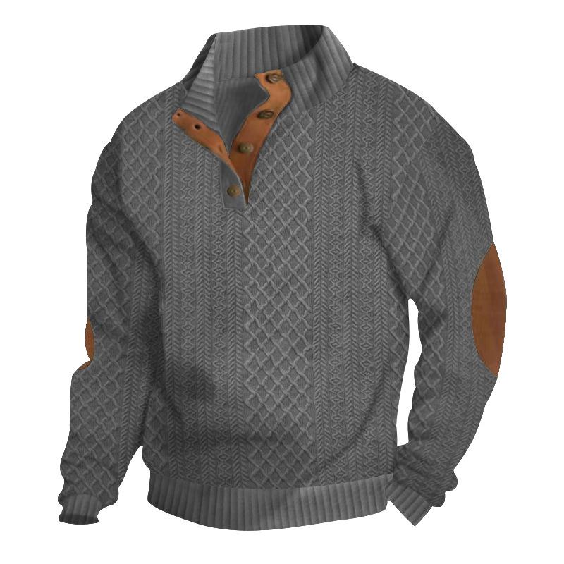 2024 Hot Selling Autumn and Winter European Size Men's Outdoor Casual Stand Collar Long Sleeve Jacquard Knitted Pullover Sweater