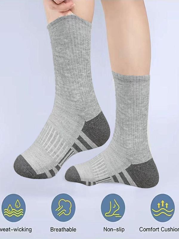 Men's 10 Pairs Colorblock Crew Socks, Casual Moisture Wicking Socks, Soft Comfy Breathable Simple Socks for All Seasons Daily Wear, Socks for Men