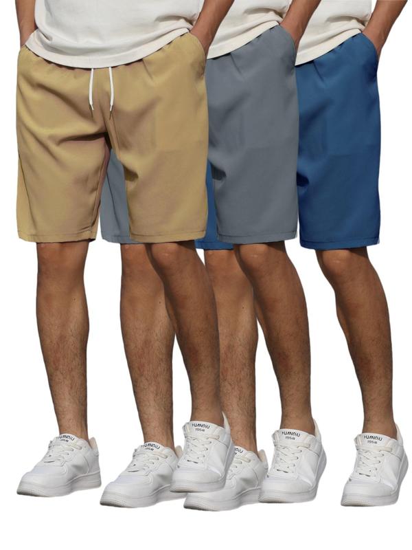 Men's Solid Drawstring Waist Shorts, Casual Pocket Straight Leg Shorts for Summer Streetwear, Shorts for Men, Men's Bottoms for Beach Vacation