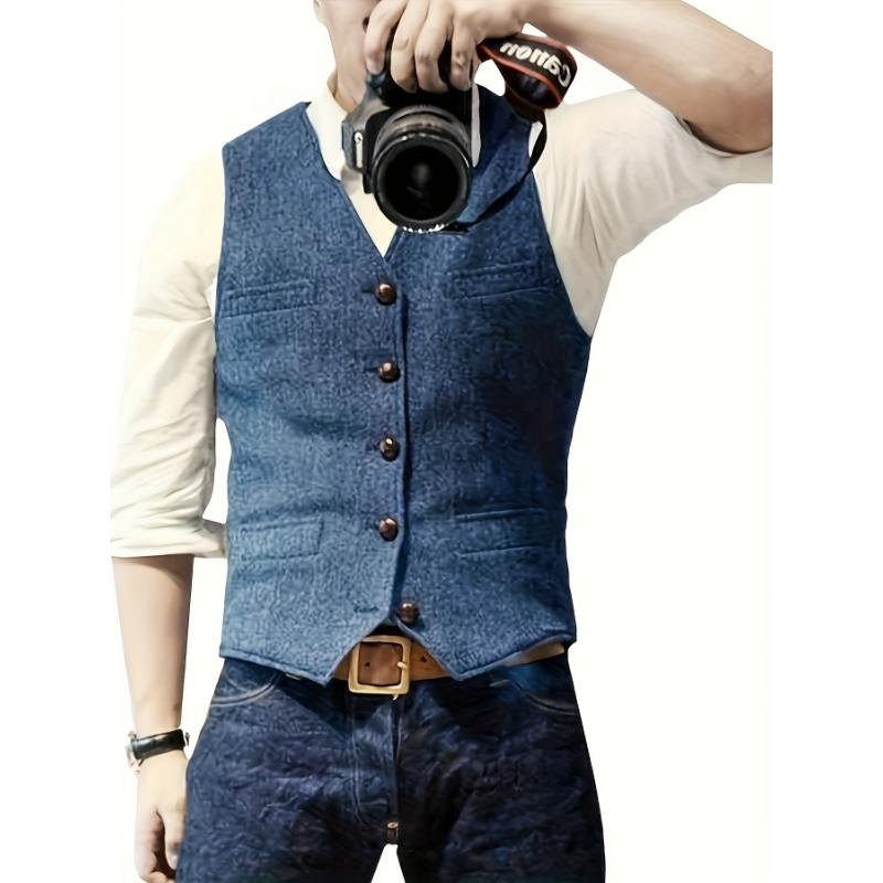 Stylish Men's Solid Color Formal Suit Vest - Vests for Party, Wedding, Prom, and Special Occasions - Adjustable Waistcoat with Classic Design and Comfortable Fit