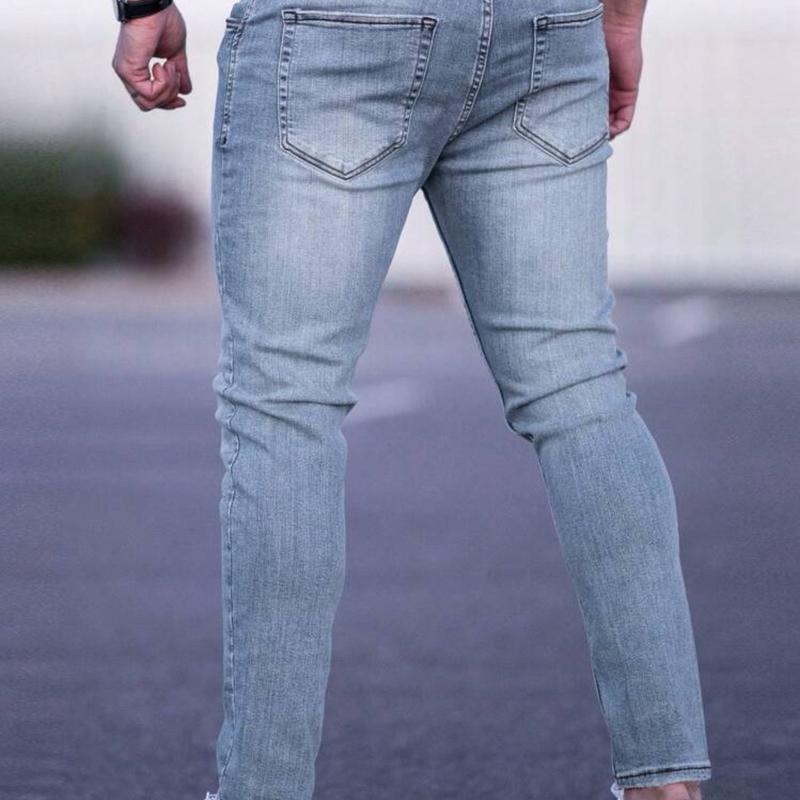 Manfinity Homme Men Bleach Wash Cat Scratch Skinny Jeans 28-36 blue, medium wash and light wash men jean