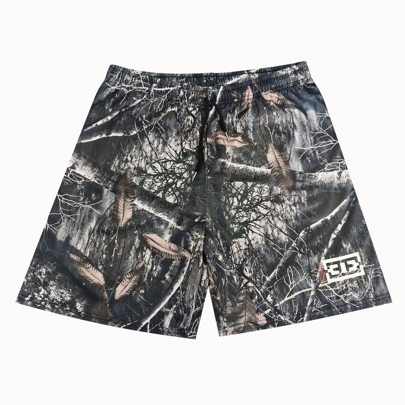 Camouflage Camo Shorts New casual comfort Old tree high waist shorts Men's muscle fitness quarter pants mesh breathable, men'sand women's elastic shorts Menswear Underwear Tropical Trouser Polyester Stylish Loose Workout Human