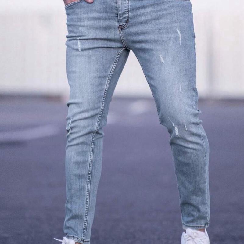 Manfinity Homme Men Bleach Wash Cat Scratch Skinny Jeans 28-36 blue, medium wash and light wash men jean