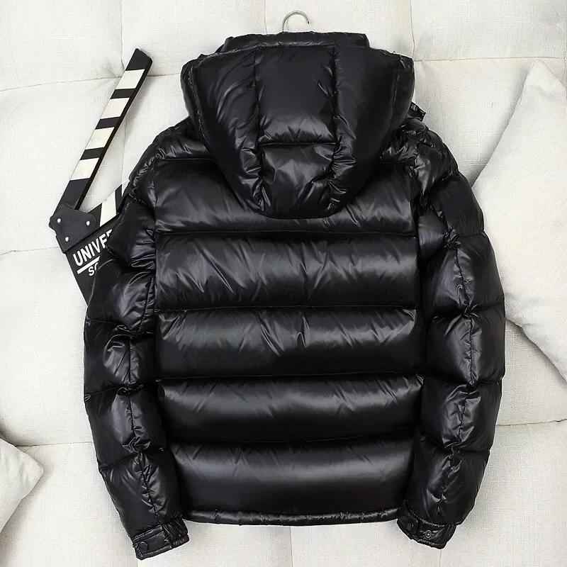 New Winter Men Hooded Shiny Puffer Jackets Casual White Duck Down Coats High Quality Male Outdoor Windproof Warm Jackets Size 4X