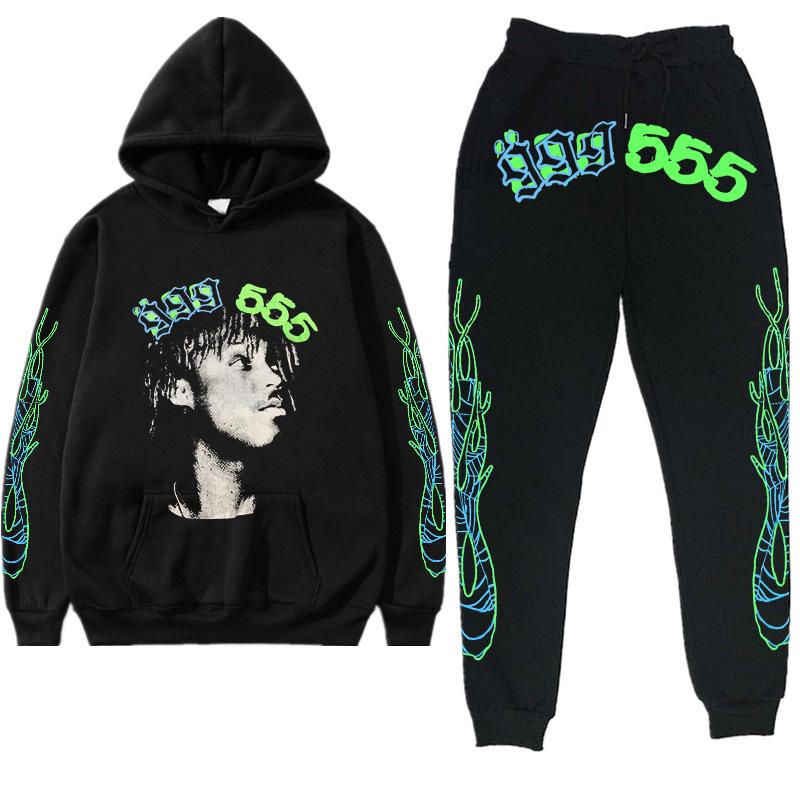 SP5GER Spider Web Sweatshirt 2 Piece Men's and Women's Long Sleeve Hoodie Long Pants Set Hip Hop Letter Print Couple