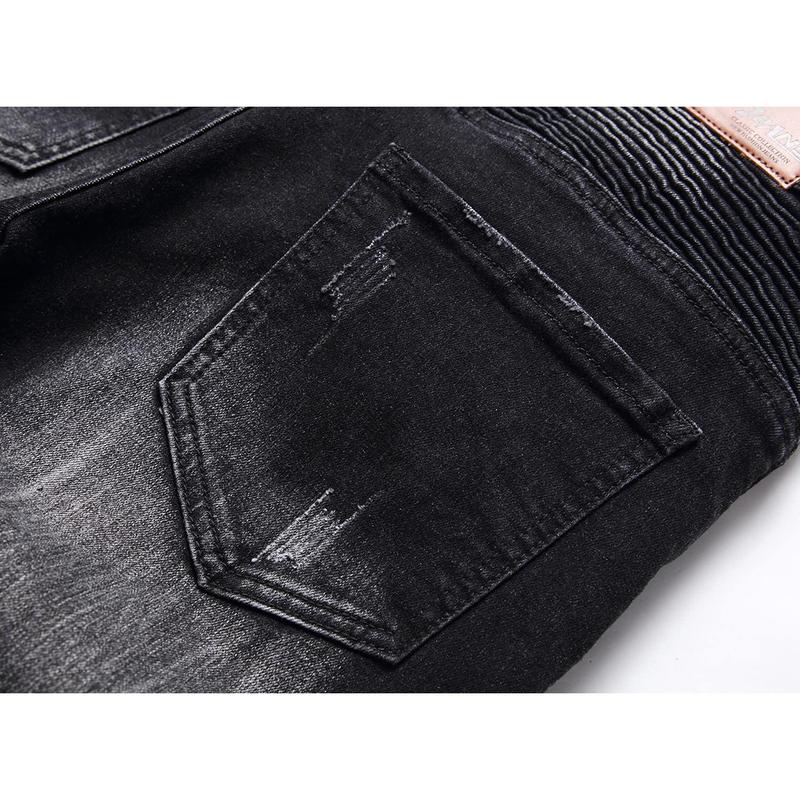 Men's Fashion Designer Jeans for men Distressed Slim Fit Street Style Denim Clothing Pants